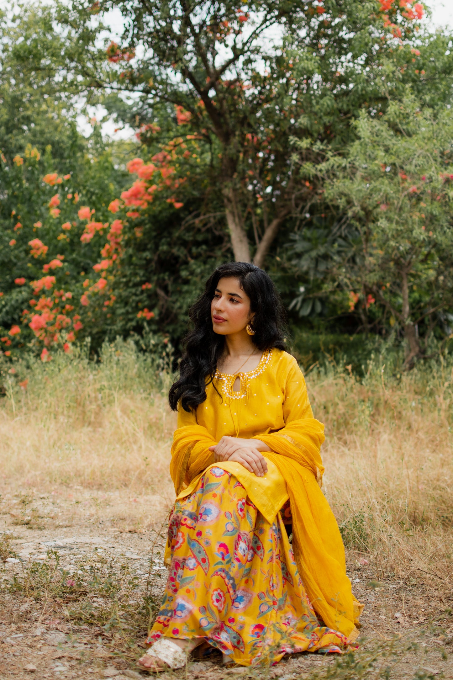 Mustard Digitally Printed Gharara Set