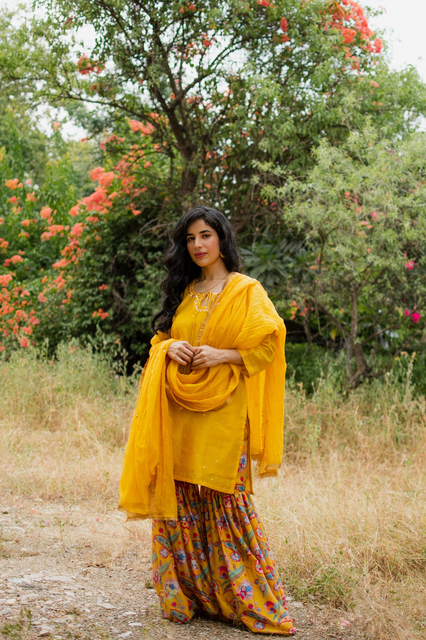 Mustard Digitally Printed Gharara Set