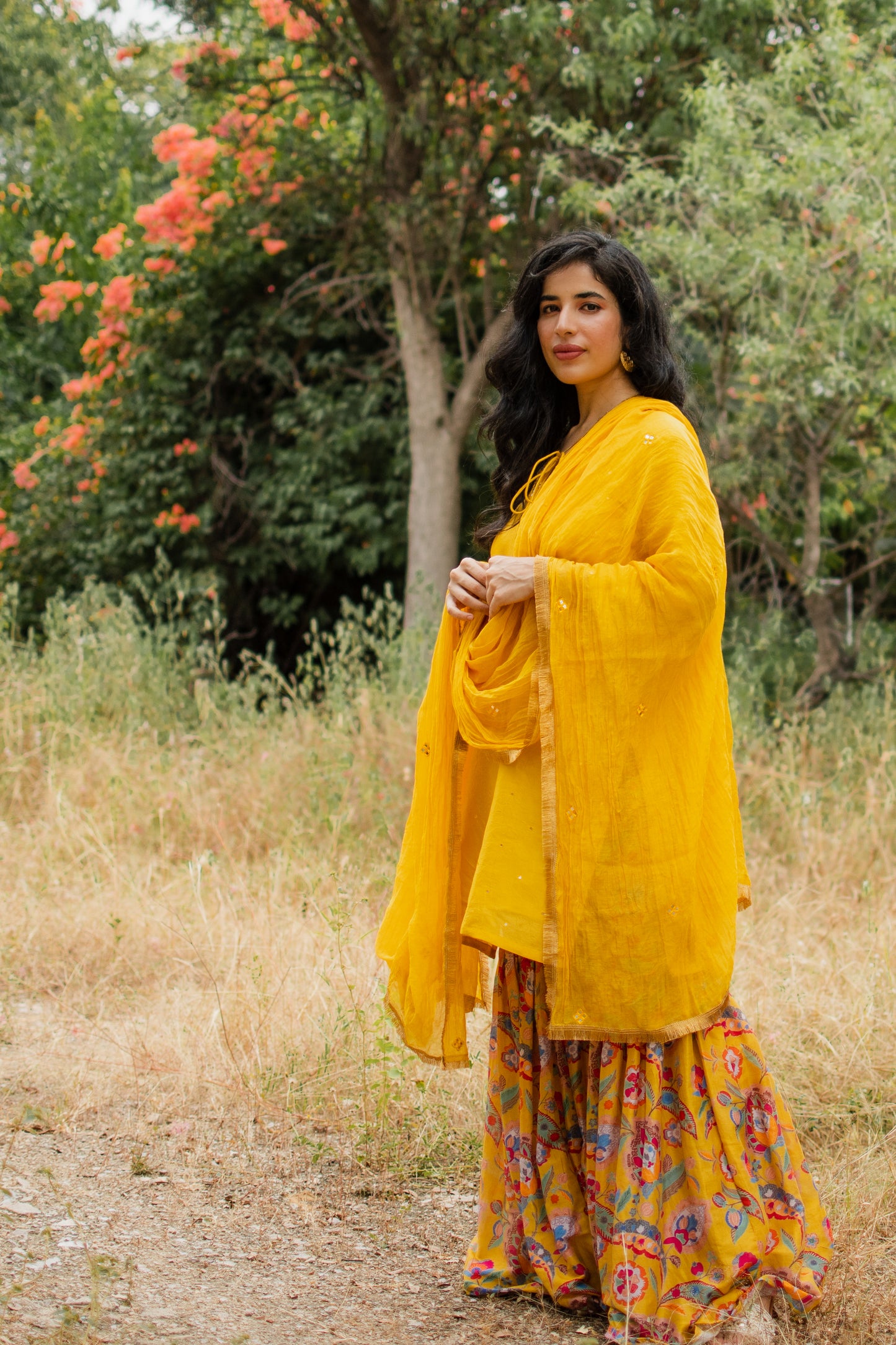 Mustard Digitally Printed Gharara Set