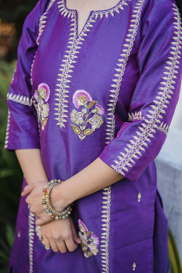 Purple Flower Handwork Suit