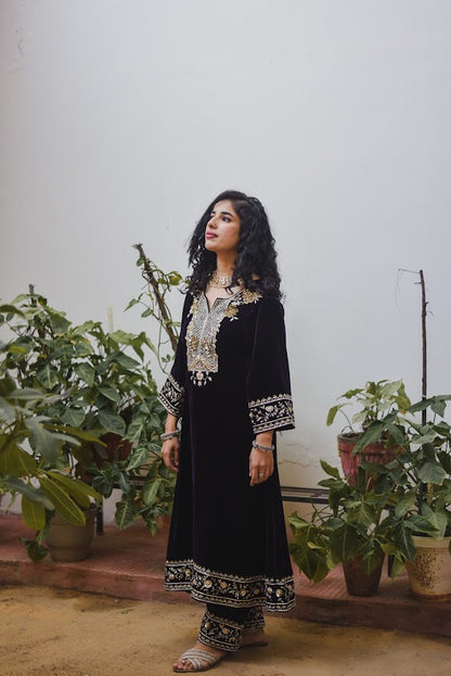 Apsara Dark Velvet Wine Suit