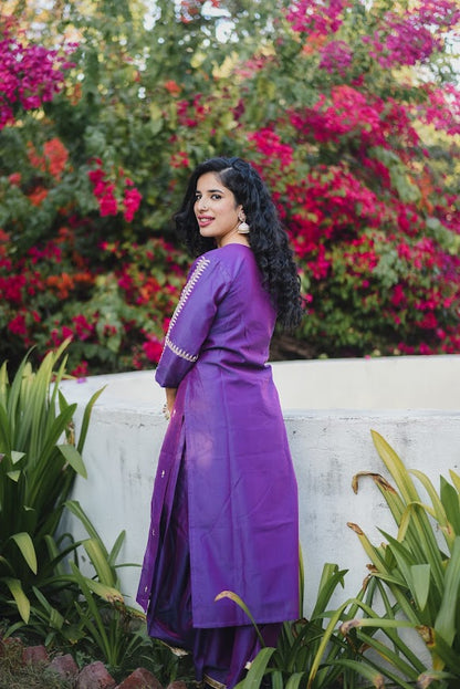 Purple Flower Handwork Suit