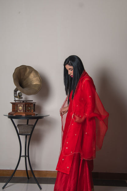 Cherry Red Chanderi Suit