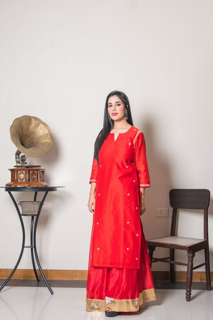 Cherry Red Chanderi Suit