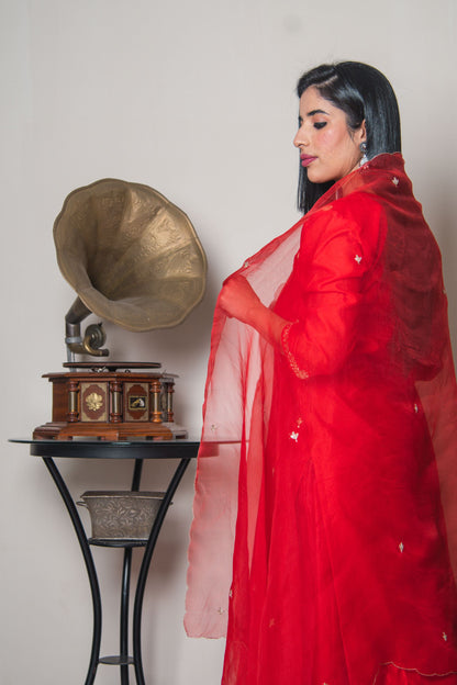 Cherry Red Chanderi Suit