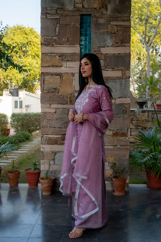 Dusty Mauve Chanderi Sharara Kurta