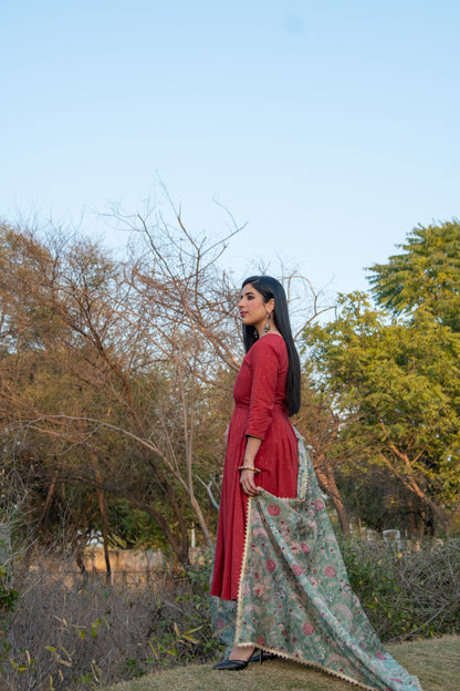 Rust Cotton Anarkali