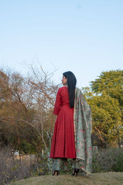Rust Cotton Anarkali