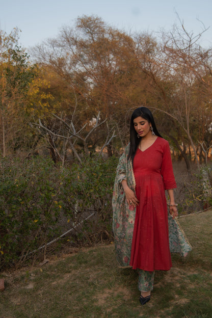 Rust Cotton Anarkali