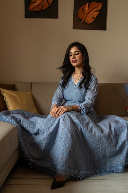 Powder Blue Chanderi Anarkali