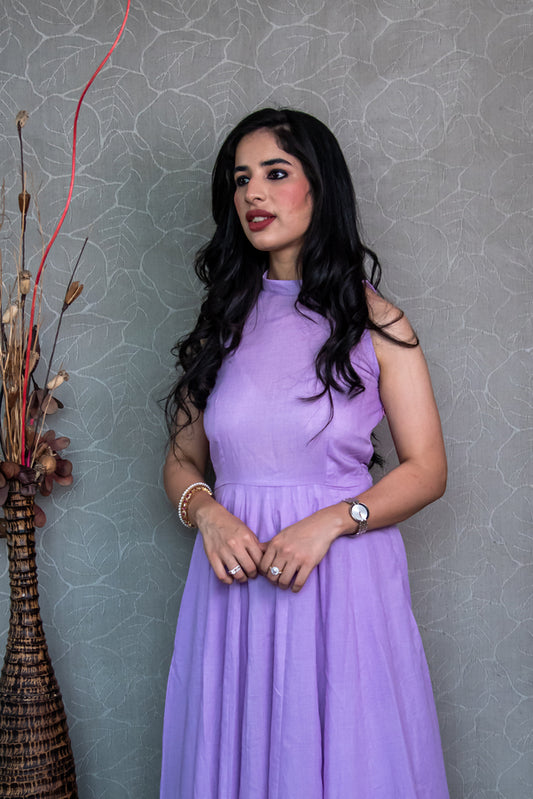 Lilac Cotton Haulter Neck Suit