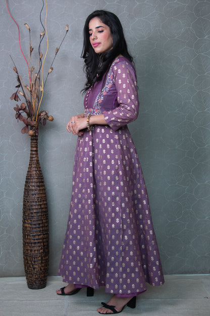 Purple Chanderi Butah Anarkali