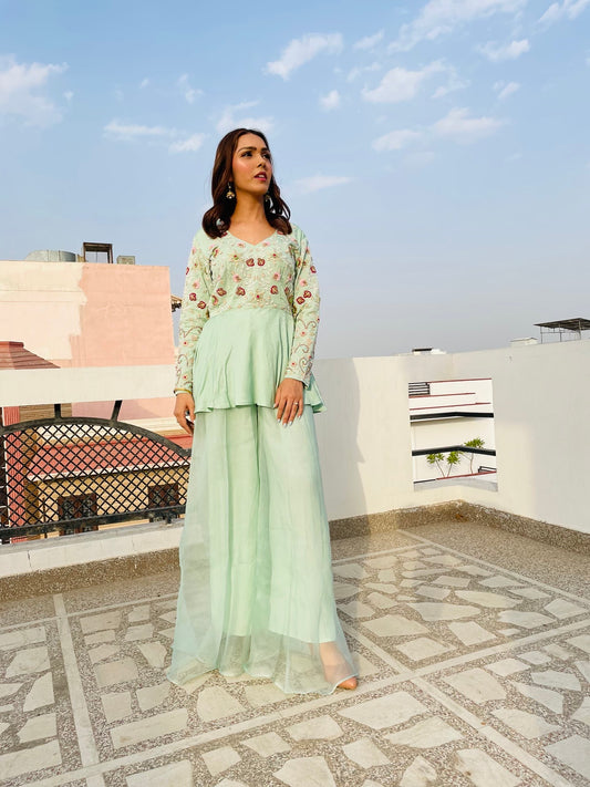 Mint Green Peplum and Sharara