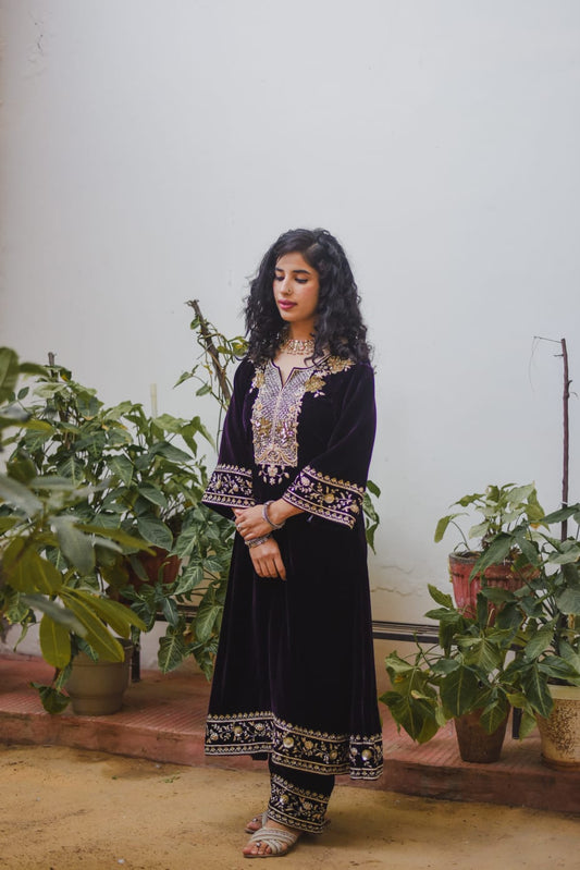 Apsara Dark Velvet Wine Suit